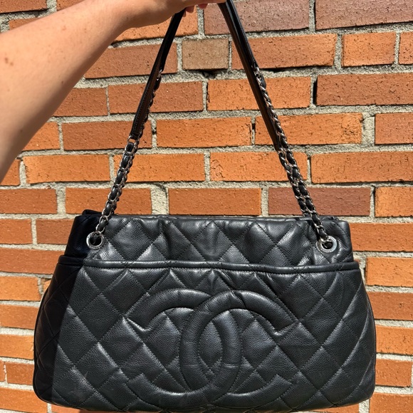 Chanel Black Quilted Leather Shopper Tote Shoulder Bag Silver Hardware - Picture 6 of 17